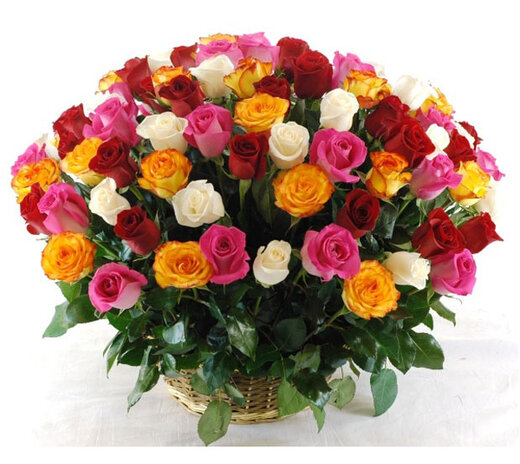 101 dažādu krāsu roze grozā