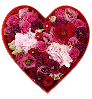 Ziedu kompozīcija sirds formas kastītē 
