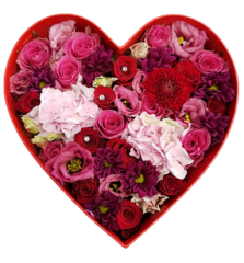 Ziedu kompozīcija sirds formas kastītē 